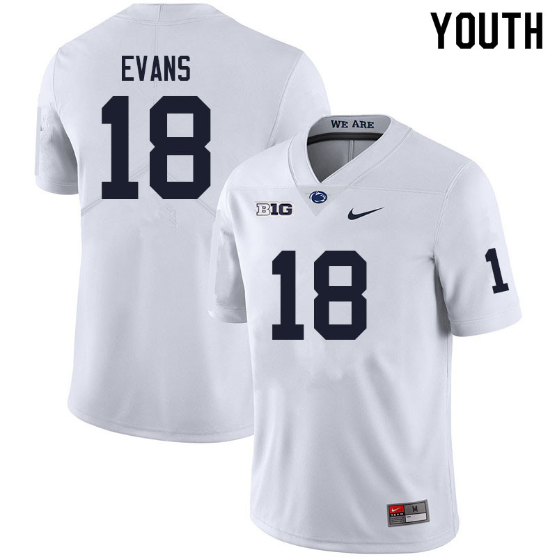 Youth #18 Omari Evans Penn State Nittany Lions College Football Jerseys Sale-White